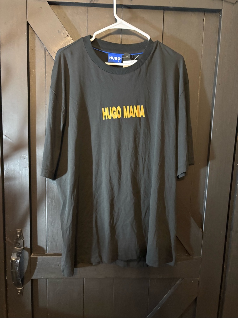 HUGO Black Tee with Yellow HUGO MANIA Chest Logo